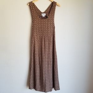 Vintage Brown Side Button Up Tank Boho Dress